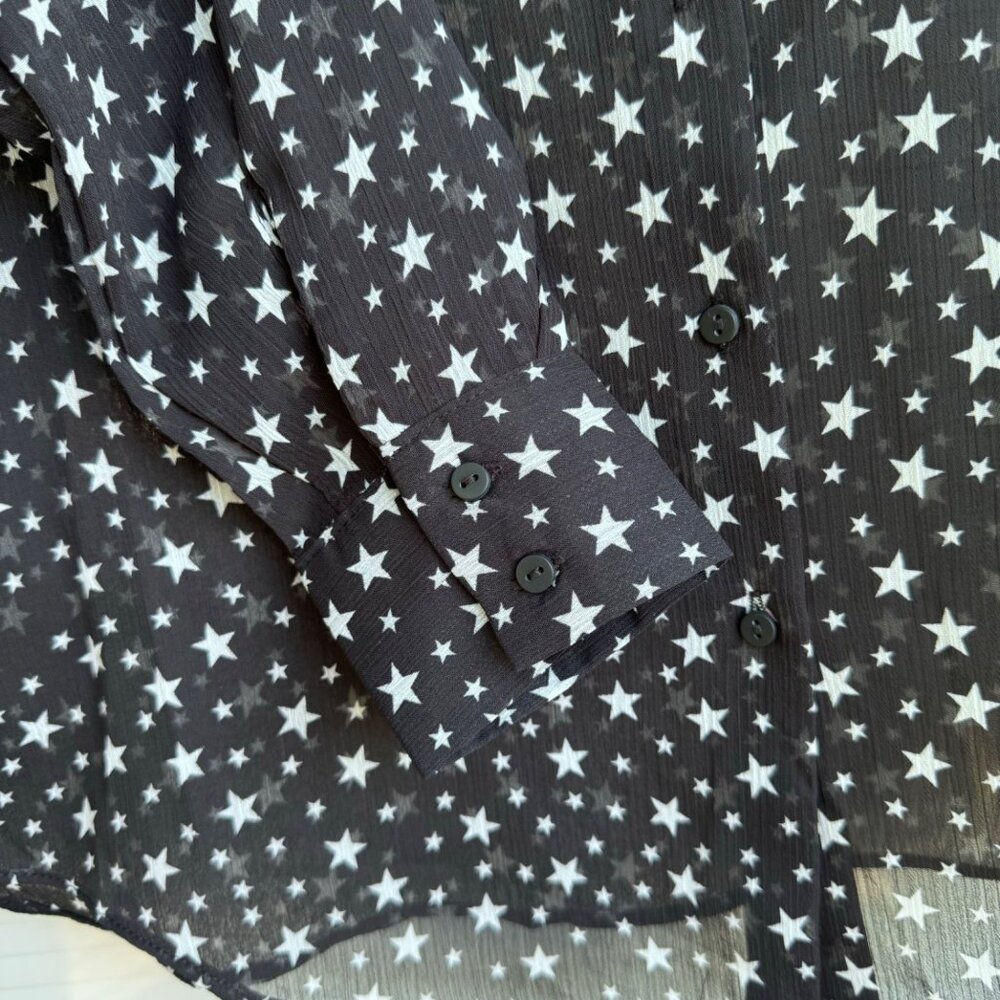 Love for Humanity Couture Button Down Shirt sz Small Stars Black w/ White Stars - Picture 5 of 10